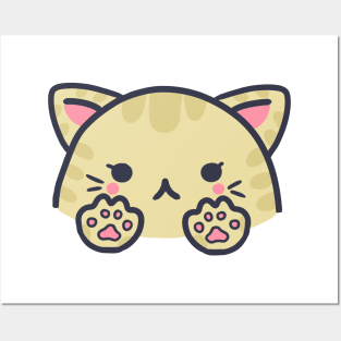 Cute kawaii striped beige cat Posters and Art